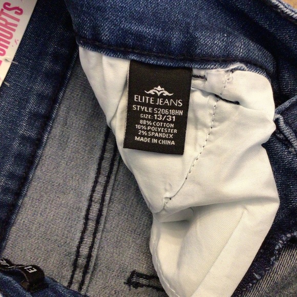 Elite Jeans Savage Collection High Rise Distressed Cuffed Denim Shorts Size 13 - Picture 9 of 9